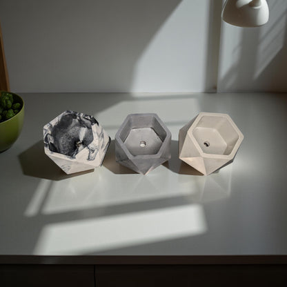 Concrete Hexagon Planter Pot with Drainage Hole - Modern Geometric Succulent Planter