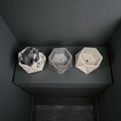 Concrete Hexagon Planter Pot with Drainage Hole - Modern Geometric Succulent Planter