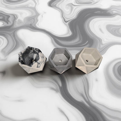 Concrete Hexagon Planter Pot with Drainage Hole - Modern Geometric Succulent Planter
