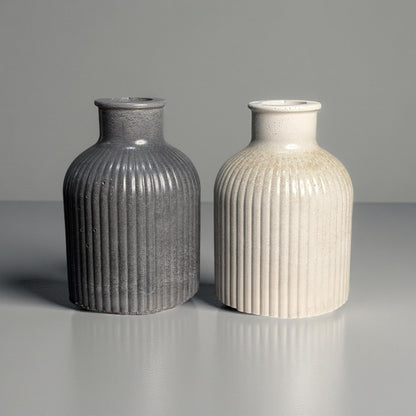 Handmade Mini Ribbed Concrete Vase: Modern Minimalist Decor