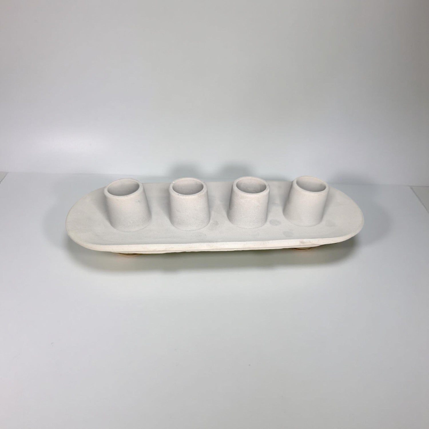 Long Concrete Taper Candle Holder | 4 Candle Minimalist Centerpiece | Modern Industrial Cement Candlestick Tray