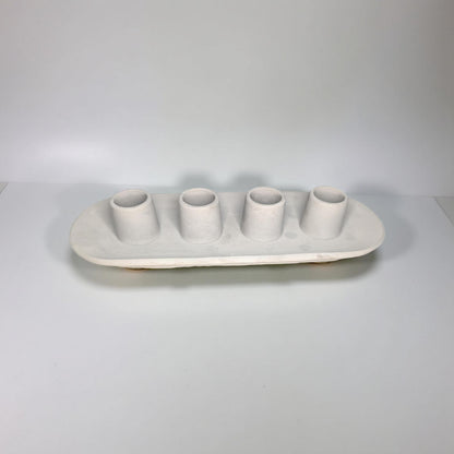 Long Concrete Taper Candle Holder | 4 Candle Minimalist Centerpiece | Modern Industrial Cement Candlestick Tray