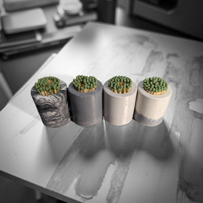Handmade Concrete Match Holder with Striker: Modern Home Decor