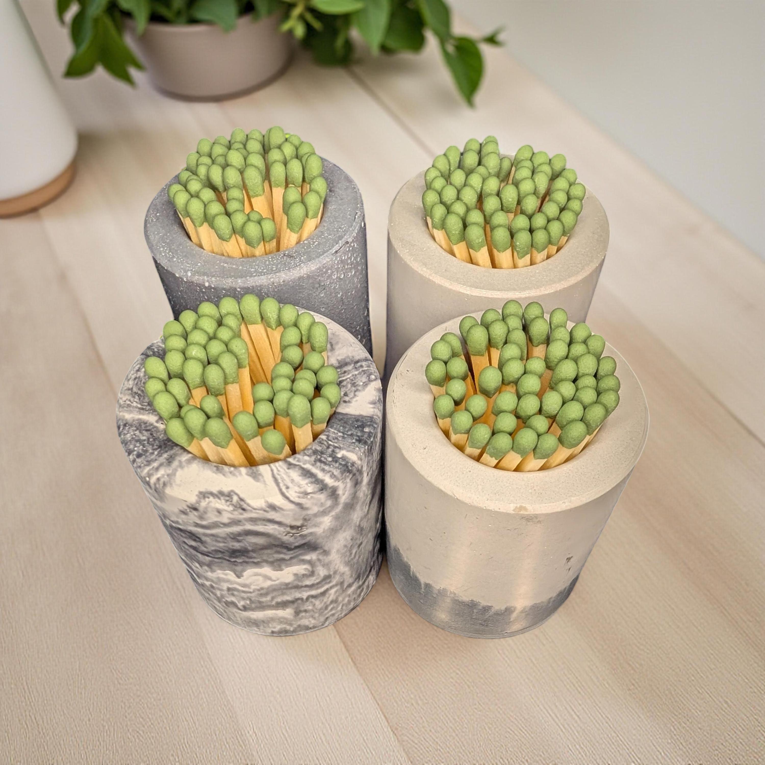 Handmade Concrete Match Holder with Striker: Modern Home Decor