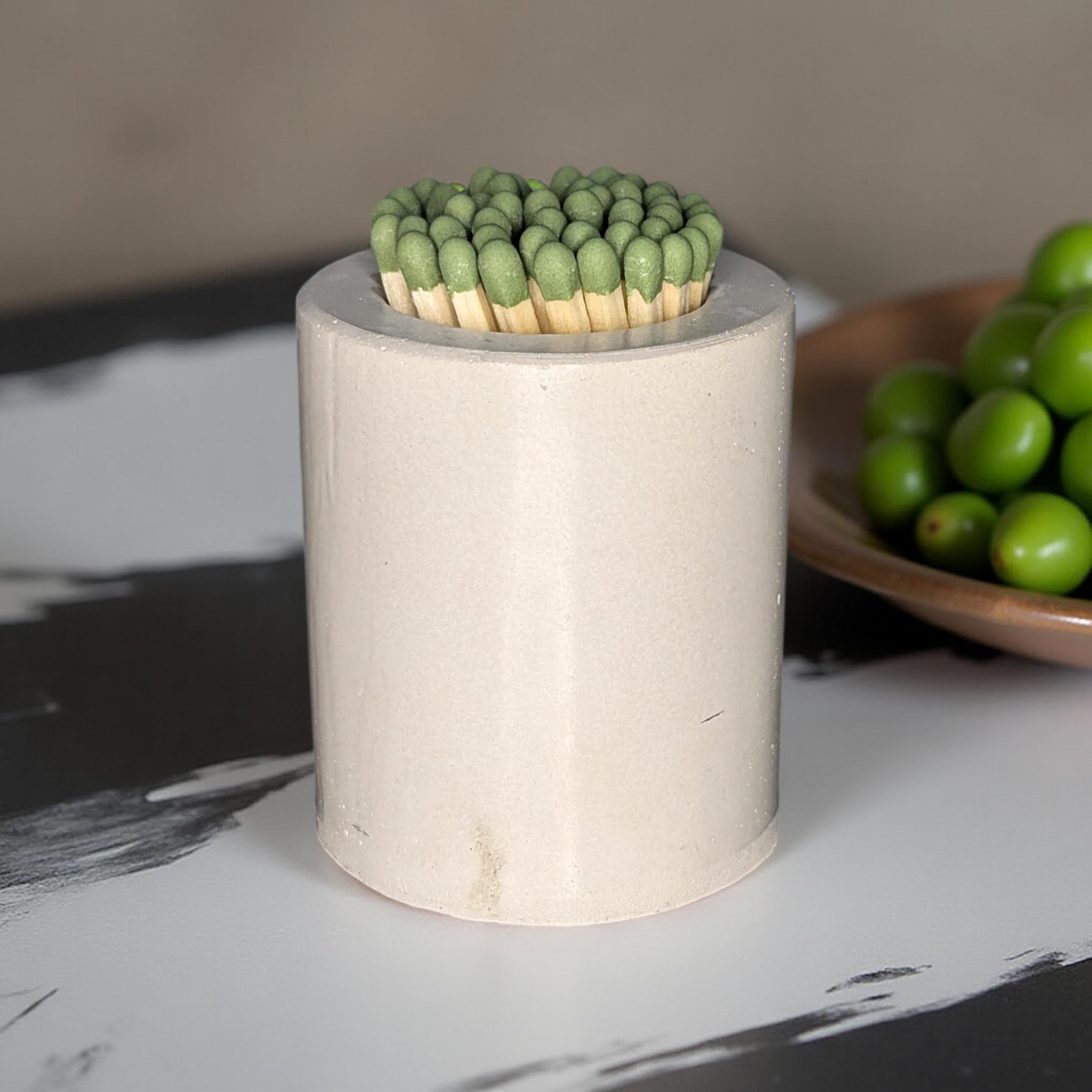 Handmade Concrete Match Holder with Striker: Modern Home Decor