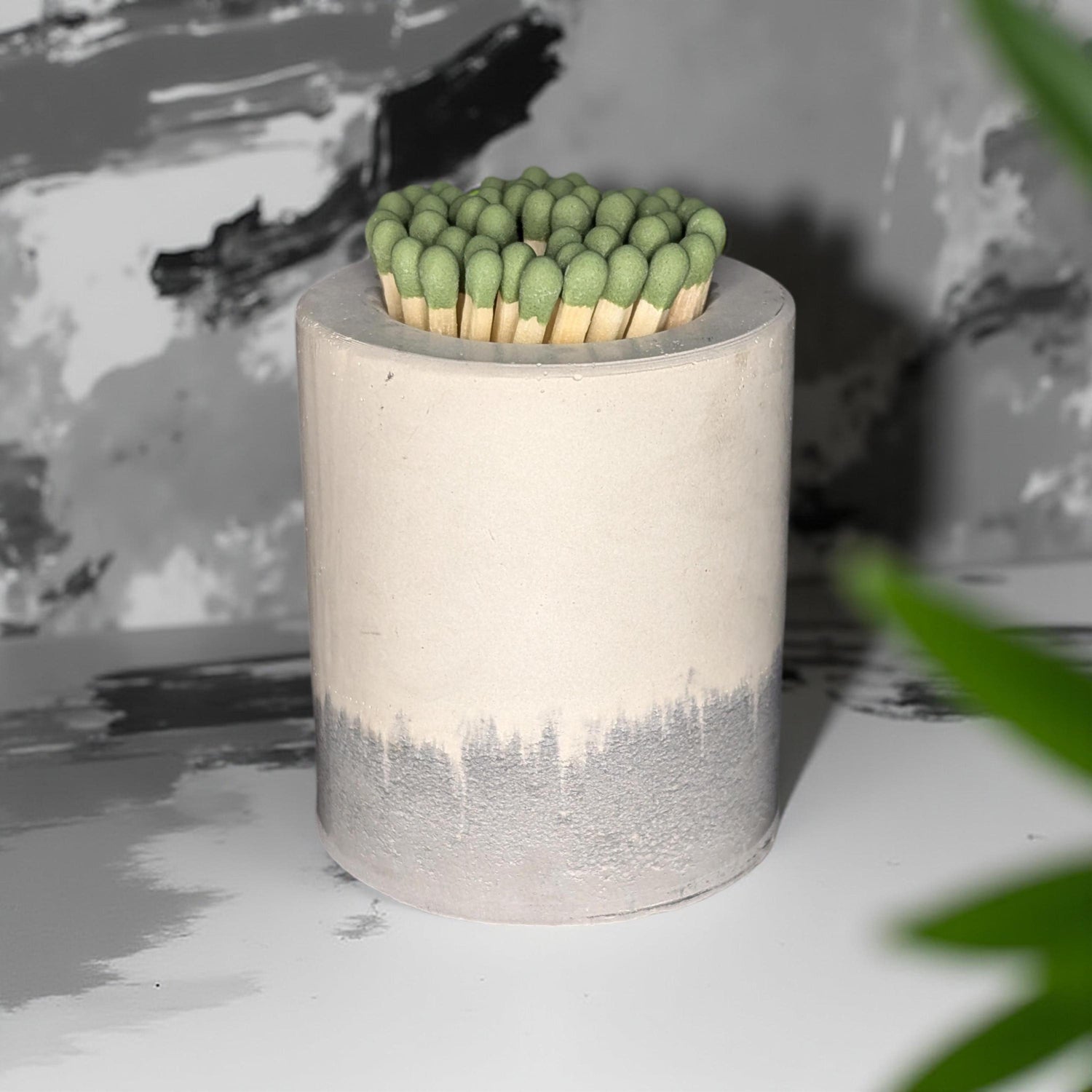 Handmade Concrete Match Holder with Striker: Modern Home Decor