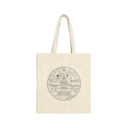 Madison Wisconsin Cotton Canvas Tote Bag, Eco-Friendly Shopping Bag, Travel Tote, City Souvenir, Gift Idea