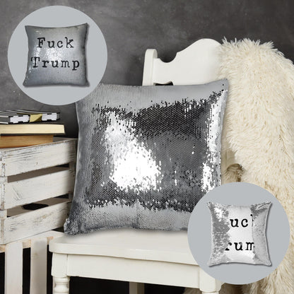 Funny Anti Trump Sequin Reversible Pillow Case, Subtle F*ck Trump Pillow Cover, Funny Mother&amp;