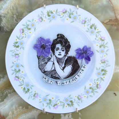 Upcycled China Wall Art- "Not Interested"