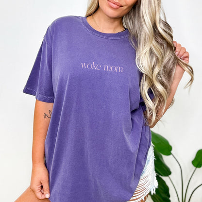Woke Mom T-Shirt, Trendy Graphic Tee for Moms, Casual Loose Fit Shirt, Perfect Gift for Mothers, Unique Mom Shirt, Mother&amp;