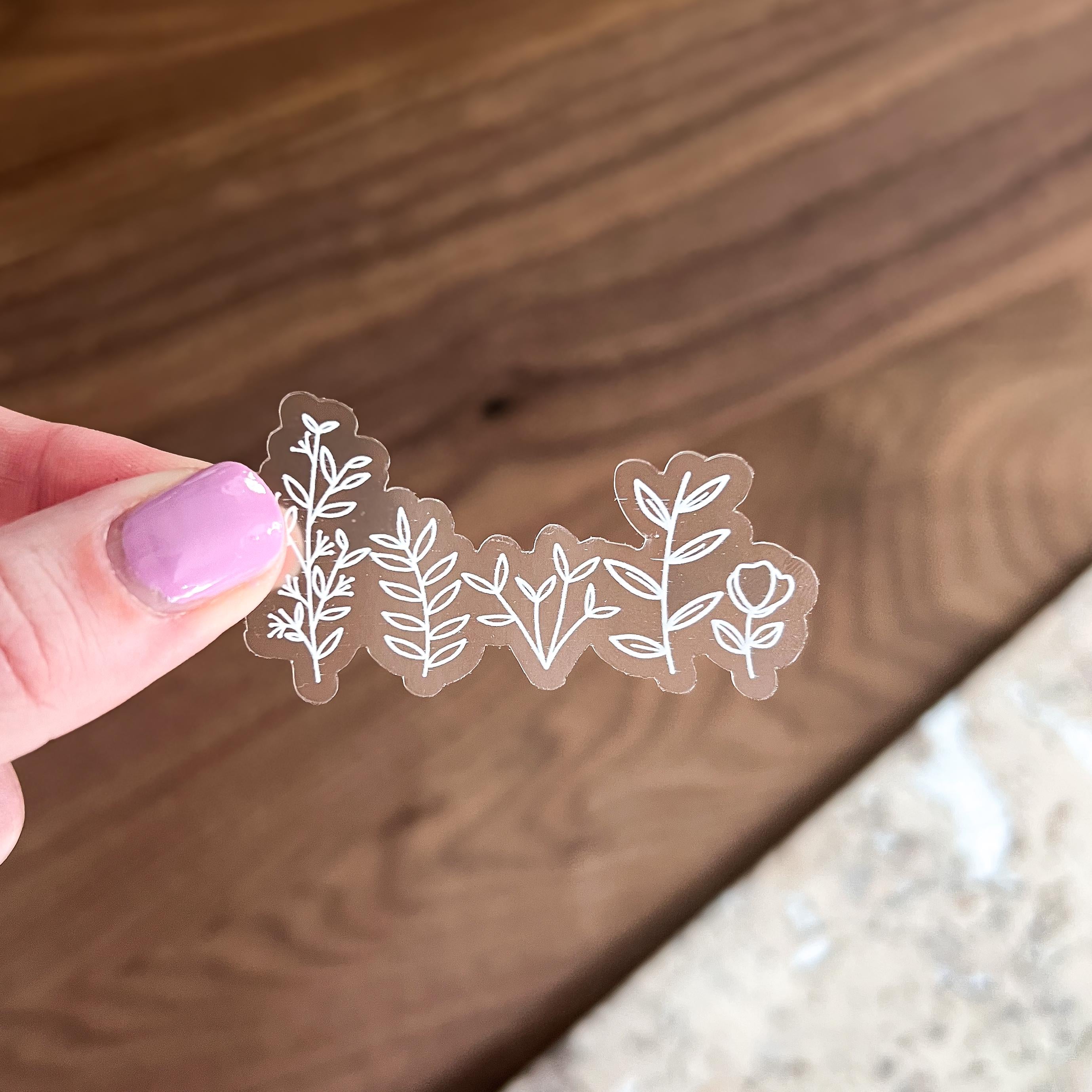 White botanical linework sticker
