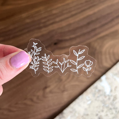 White botanical linework sticker