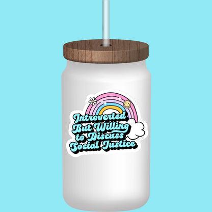 Introverted Social Justice Sticker: Rainbow Feminist Activist Decal