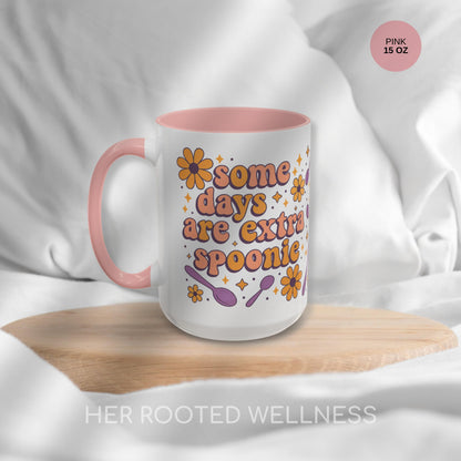 Some Days Are Extra Spoonie Mug | 11 15 oz Dishwasher-Safe Chronic Illness Support Gift | Spoon Theory Coffee Cup for Flare Days