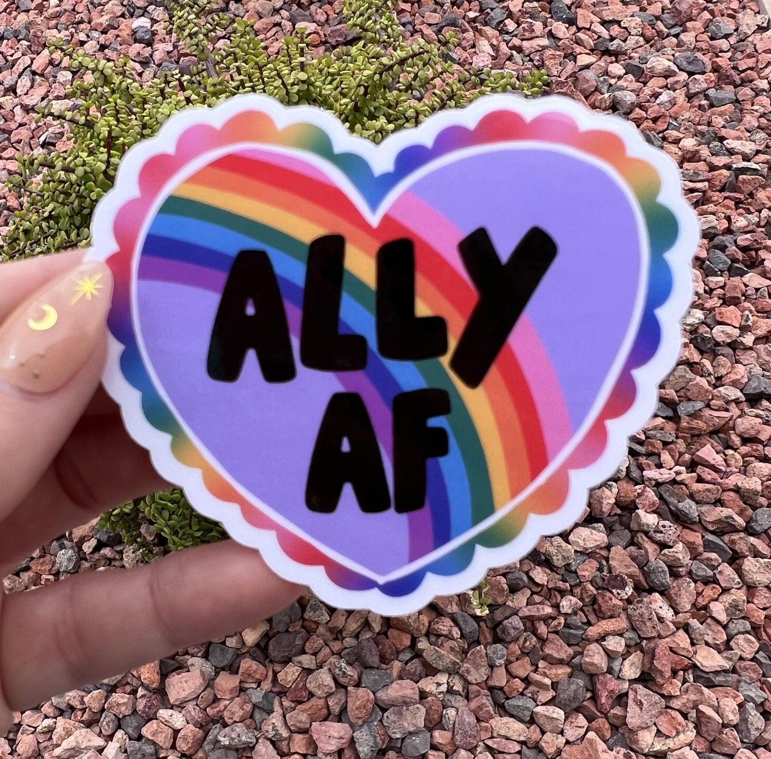 Rainbow Heart Ally Sticker: LGBTQIA+ Support Decal