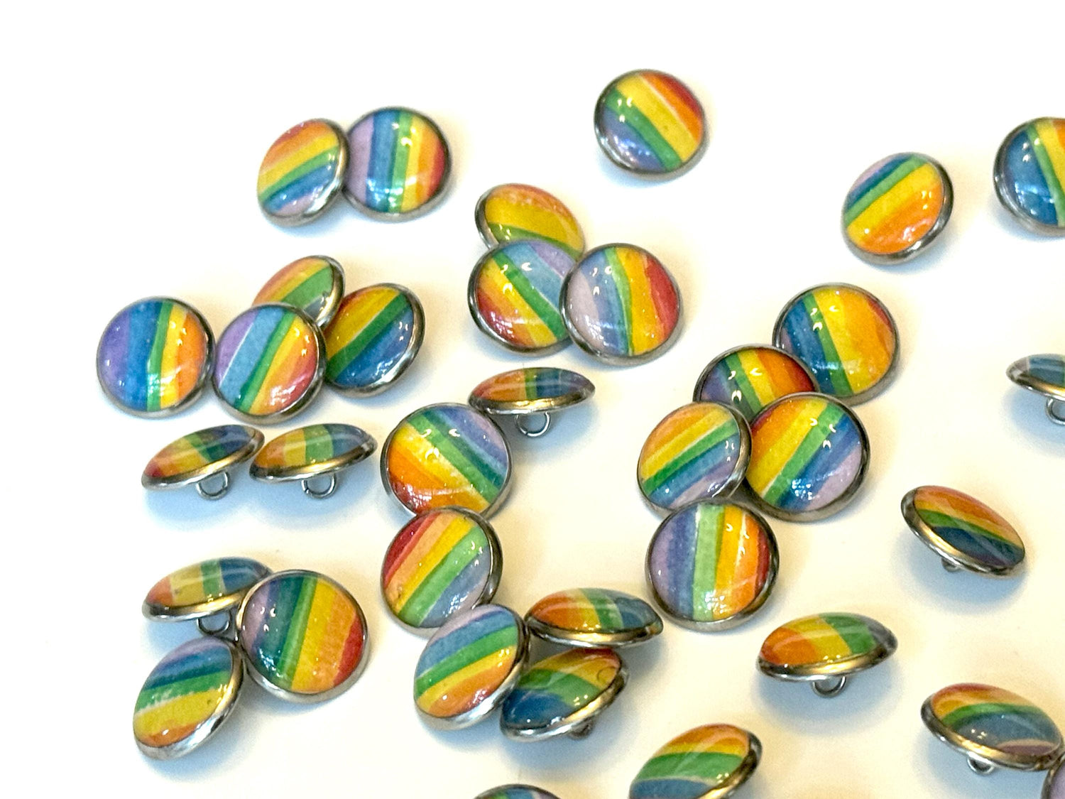 NEW Rainbow Buttons - Pride Month - Iridescent Glitter - 12mm