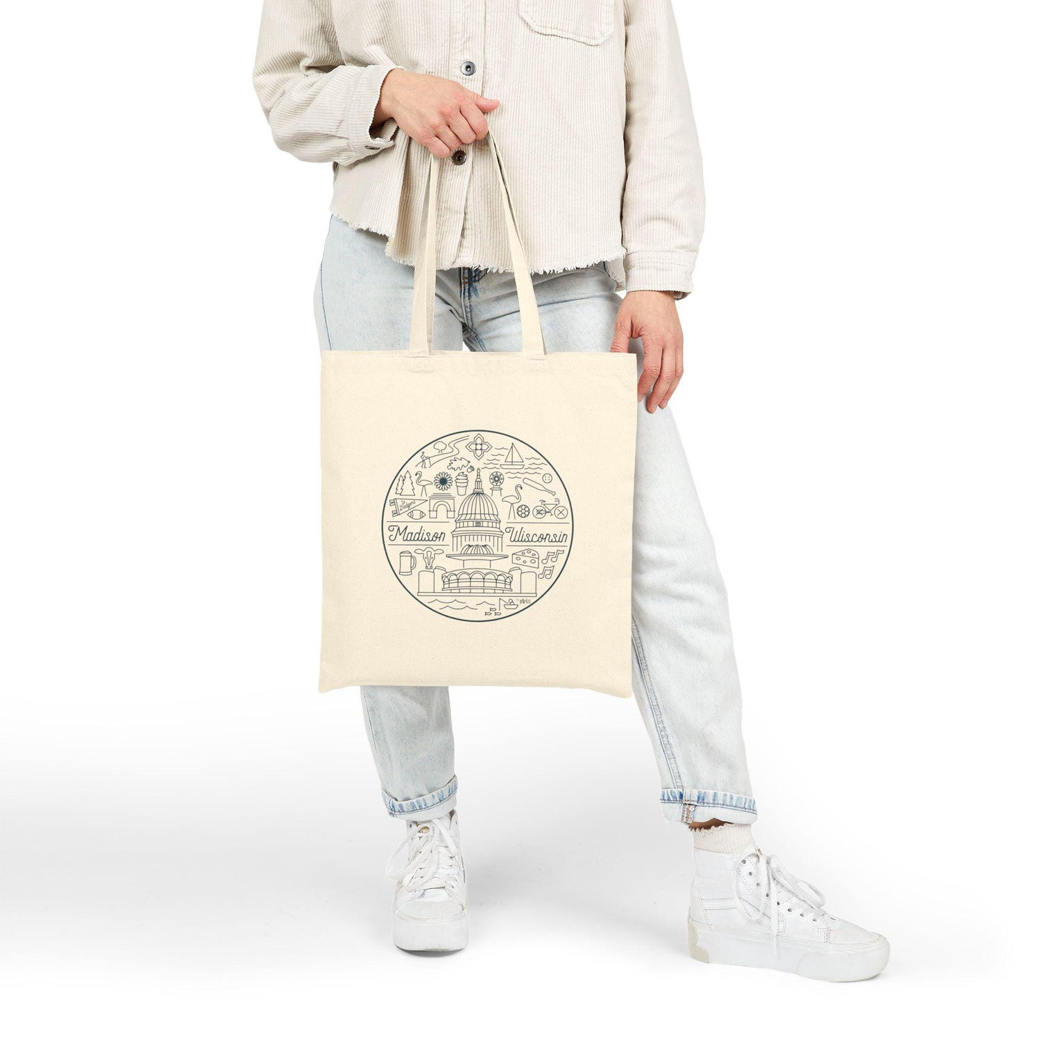 Madison Wisconsin Cotton Canvas Tote Bag, Eco-Friendly Shopping Bag, Travel Tote, City Souvenir, Gift Idea