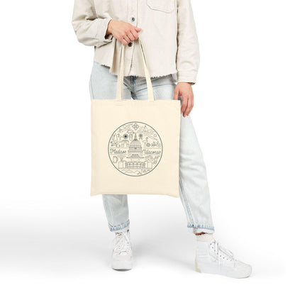 Madison Wisconsin Cotton Canvas Tote Bag, Eco-Friendly Shopping Bag, Travel Tote, City Souvenir, Gift Idea