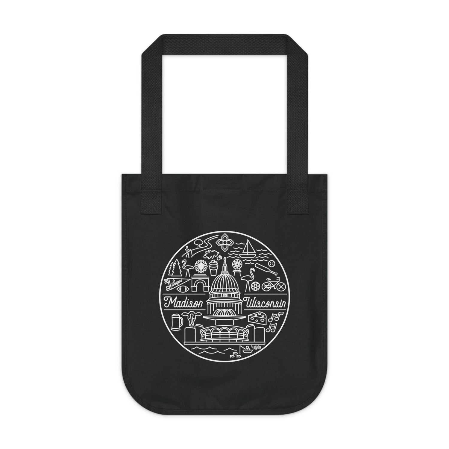 Whimsical Madison Organic Canvas Tote, Eco-Friendly Shopper, Beach Bag, Gift for Travelers, City Explorer