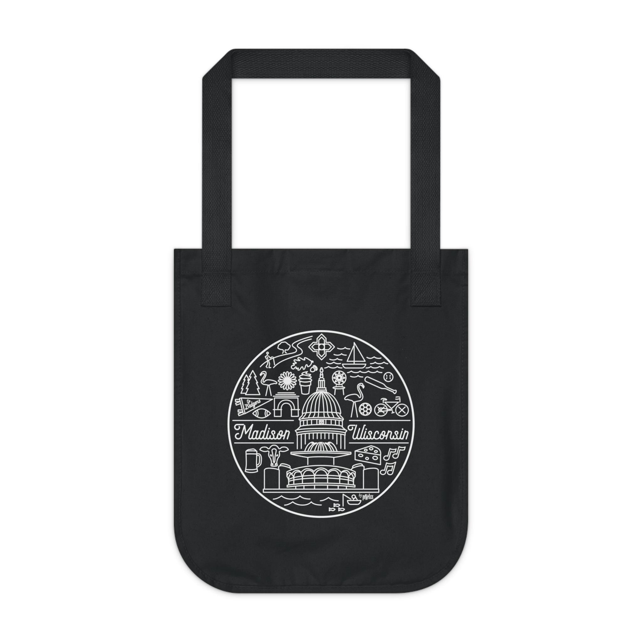 Whimsical Madison Organic Canvas Tote, Eco-Friendly Shopper, Beach Bag, Gift for Travelers, City Explorer