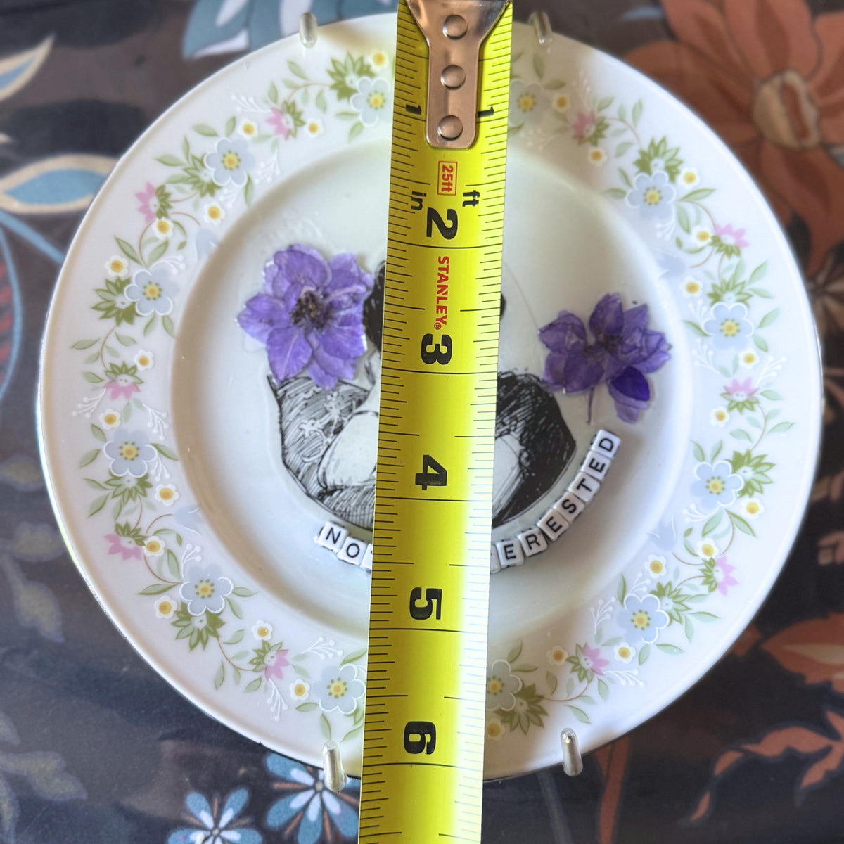 Upcycled China Wall Art- "Not Interested"