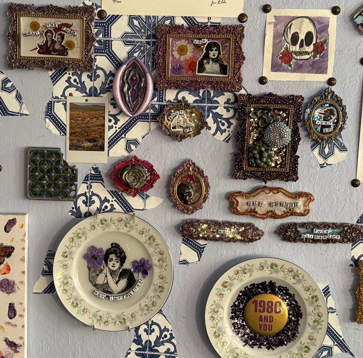 Upcycled China Wall Art- "Not Interested"