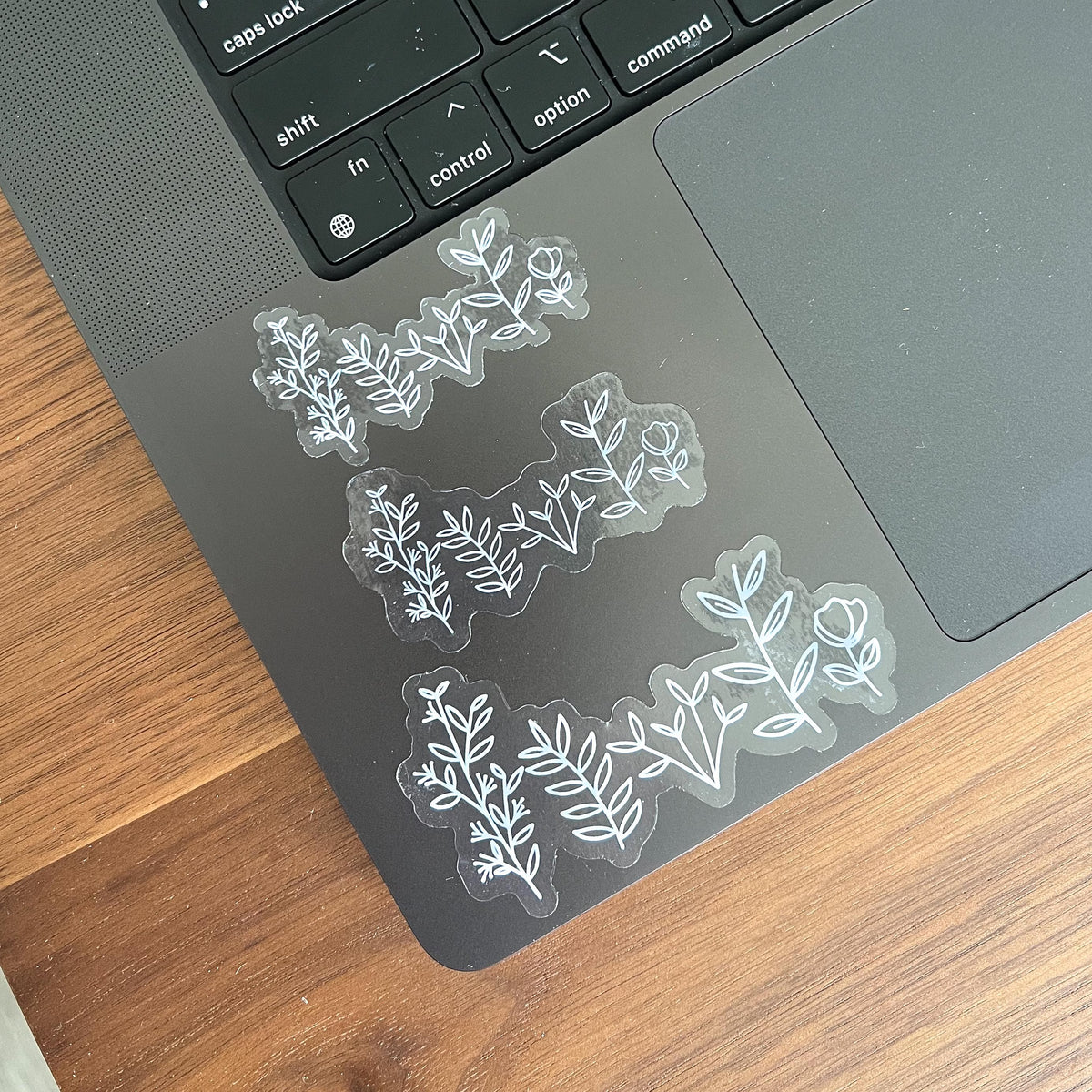 White botanical linework sticker