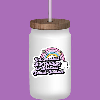 Introverted Social Justice Sticker: Rainbow Feminist Activist Decal