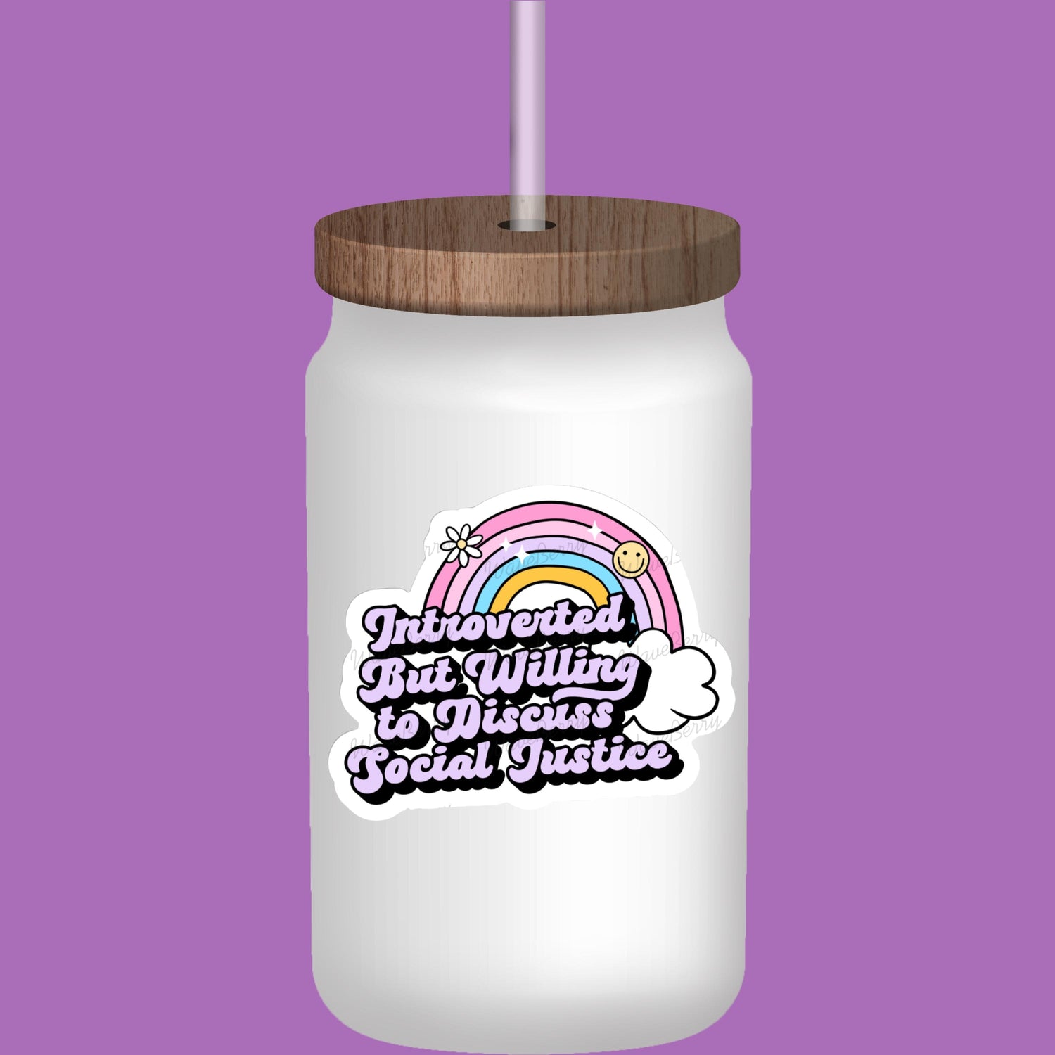 Introverted Social Justice Sticker: Rainbow Feminist Activist Decal