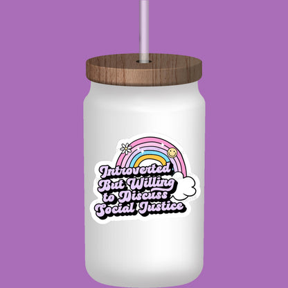 Introverted Social Justice Sticker: Rainbow Feminist Activist Decal