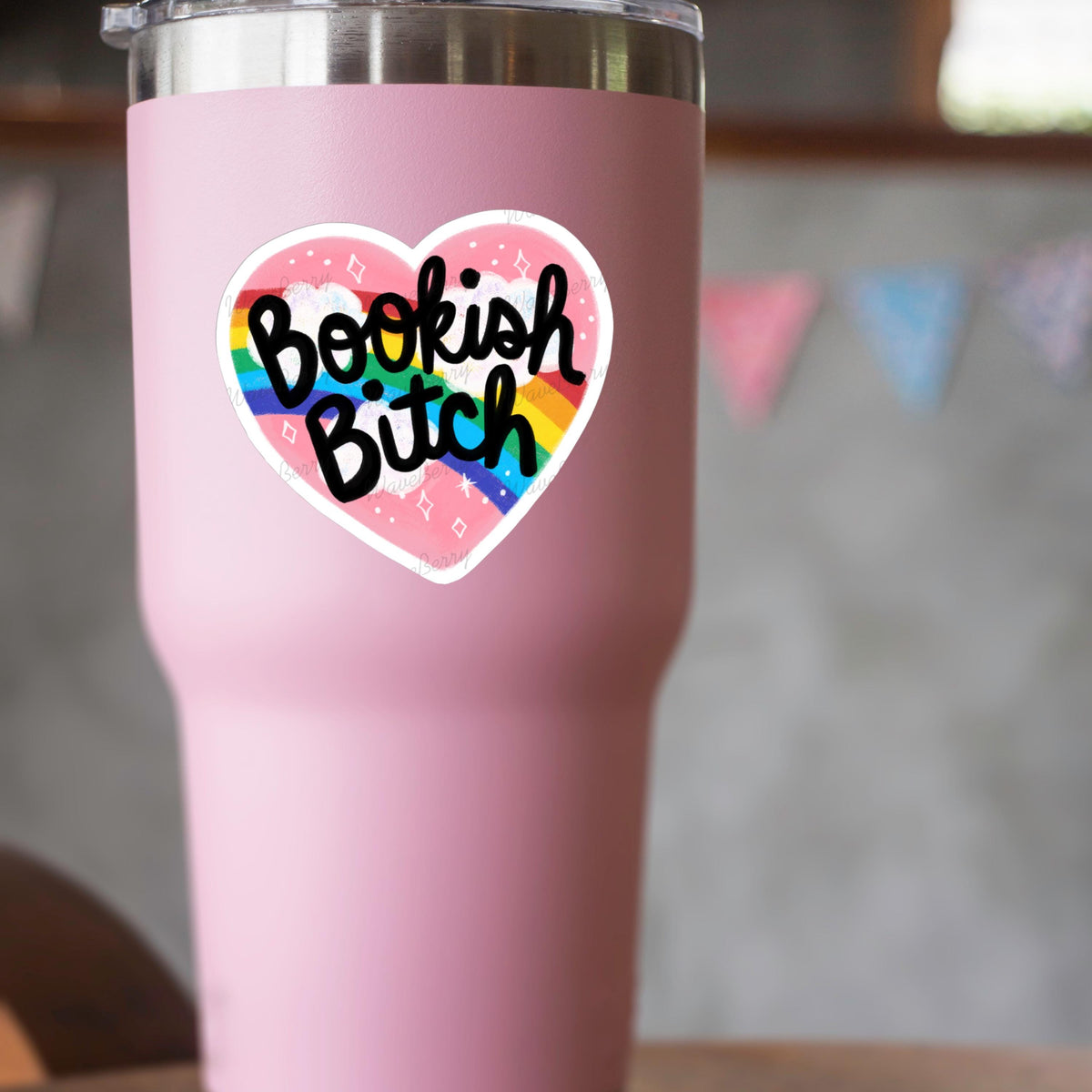 Bookish Bitch Sticker | Funny Rainbow Book Lover Decal
