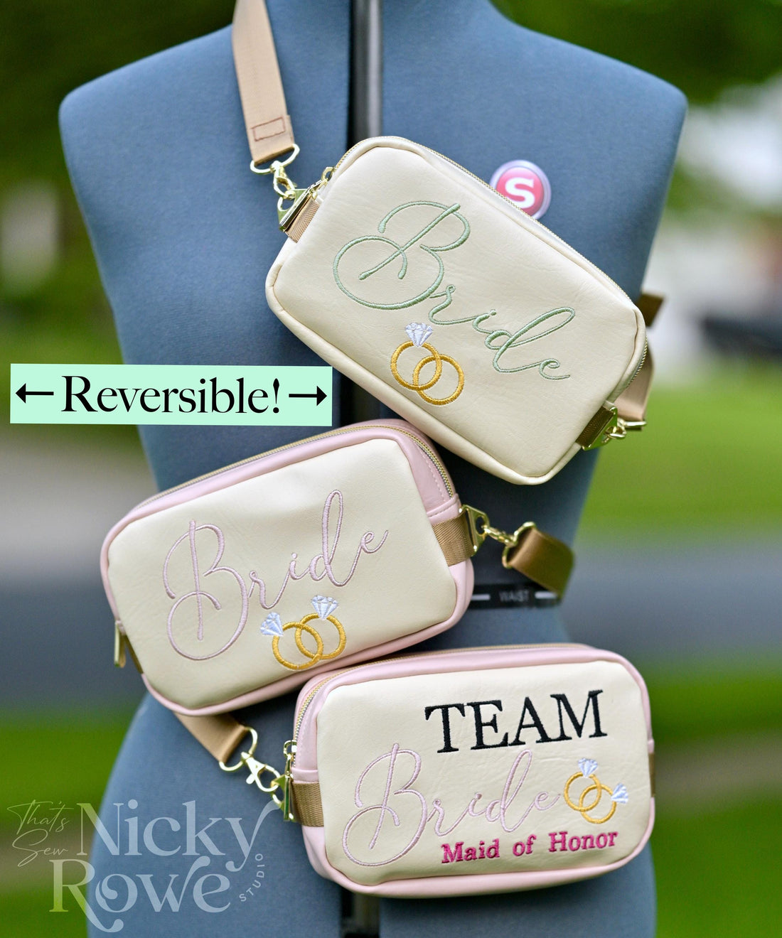 REVERSIBLE Bridal Party + Bachelorette Party Fanny Pack - Handmade, NO AI