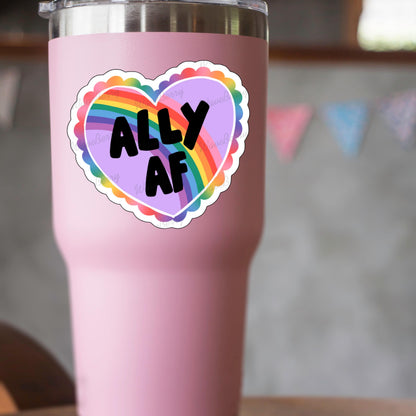 Rainbow Heart Ally Sticker: LGBTQIA+ Support Decal