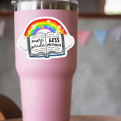 Rainbow Book LGBTQ+ Pride Sticker: More Pride, Less Prejudice