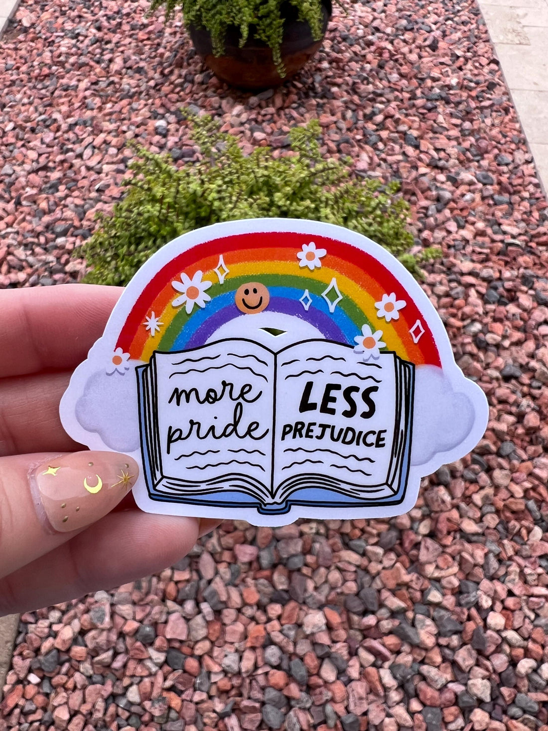 Rainbow Book LGBTQ+ Pride Sticker: More Pride, Less Prejudice