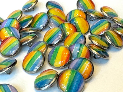 NEW Rainbow Buttons - Pride Month - Iridescent Glitter - 12mm