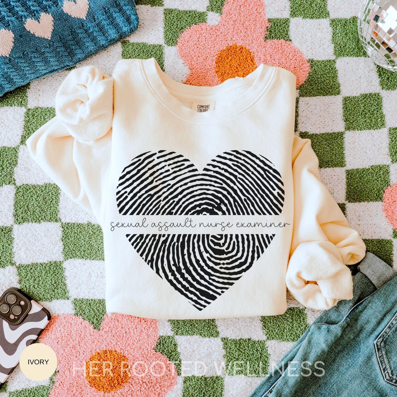 SANE Nurse Lightweight Crewneck Sweatshirt | Sexual Assault Nurse Examiner Awareness Sweater, Graduation Gift for SANE RN, Forensic Nursing