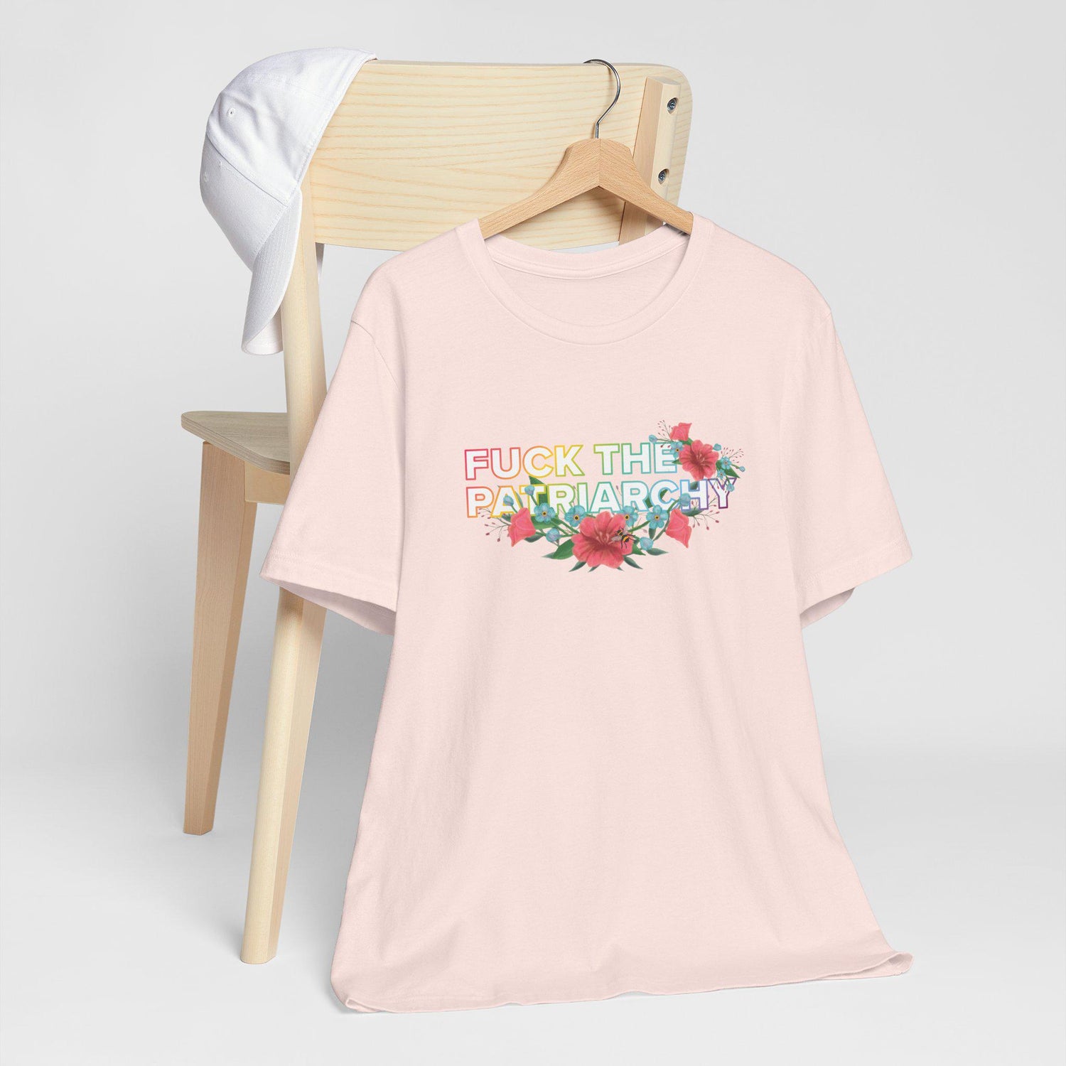 Feminist Floral T-Shirt: Anti-Patriarchy Rainbow Pride Tee