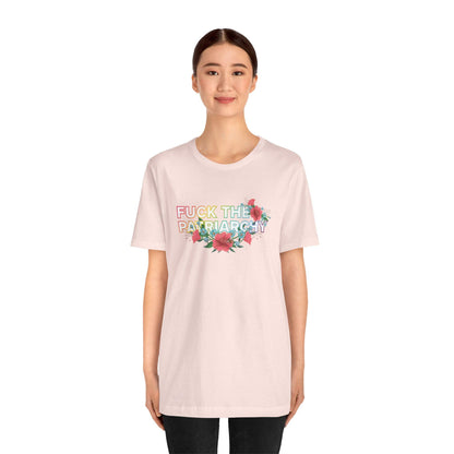 Feminist Floral T-Shirt: Anti-Patriarchy Rainbow Pride Tee