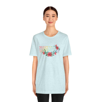 Feminist Floral T-Shirt: Anti-Patriarchy Rainbow Pride Tee