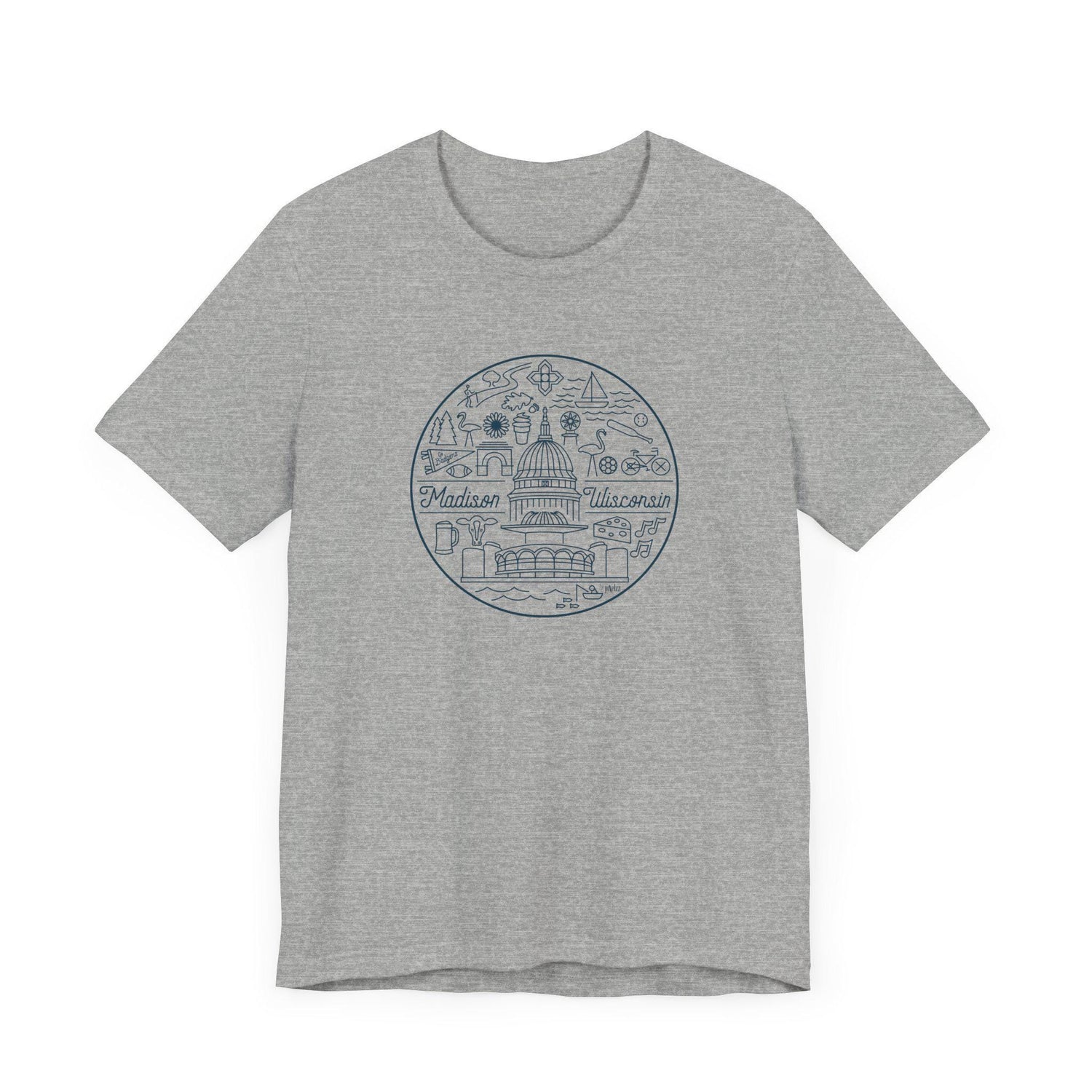 Madison Wisconsin Landmarks Tee: Minimalist Line Art Souvenir