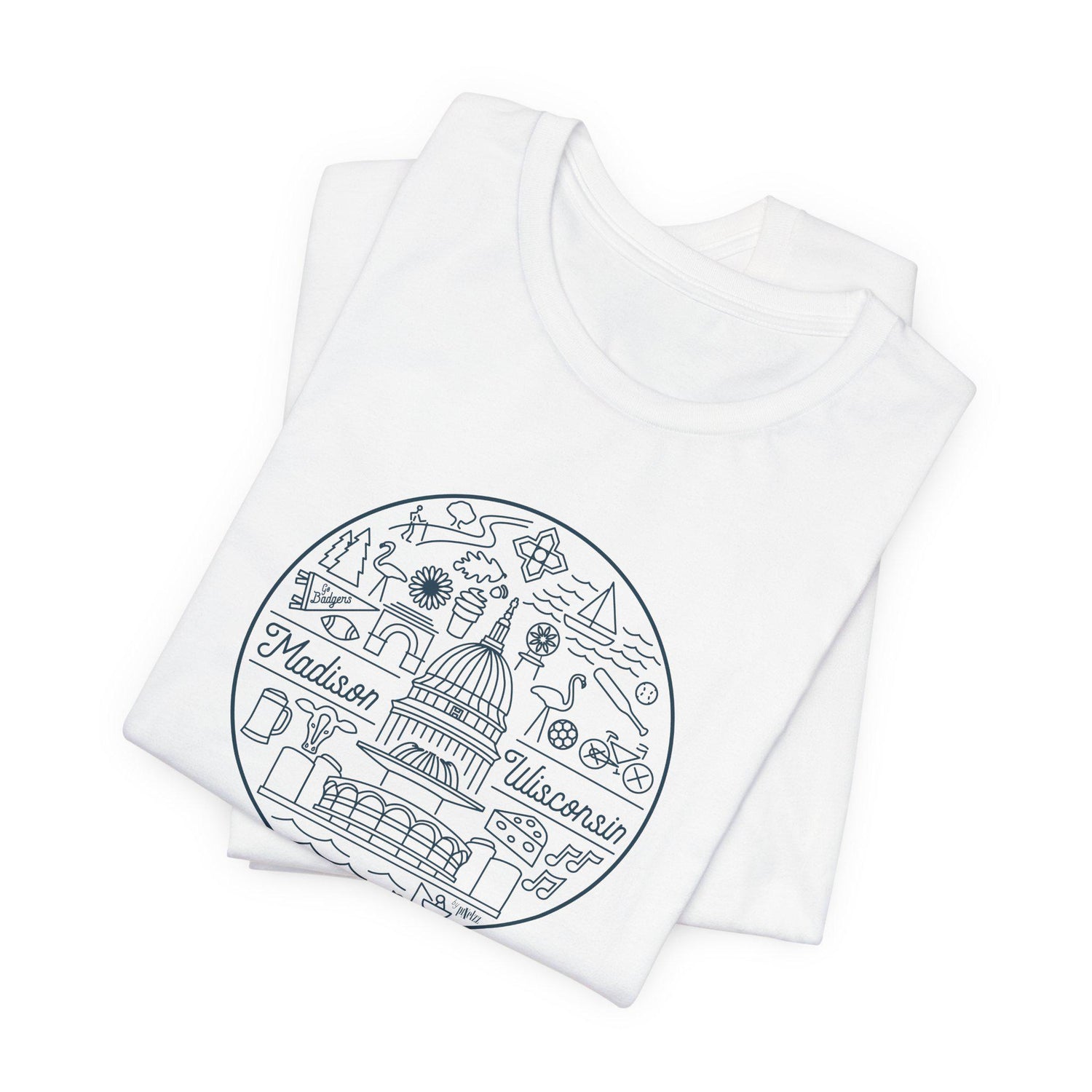Madison Wisconsin Landmarks Tee: Minimalist Line Art Souvenir