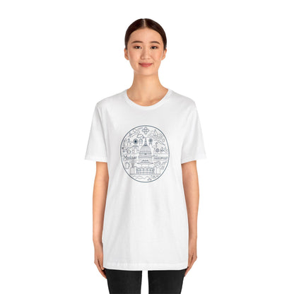 Madison Wisconsin Landmarks Tee: Minimalist Line Art Souvenir