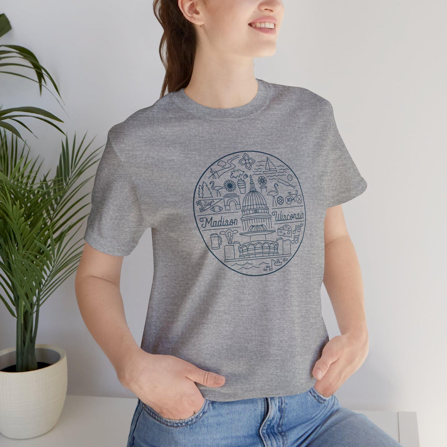 Madison Wisconsin Landmarks Tee: Minimalist Line Art Souvenir