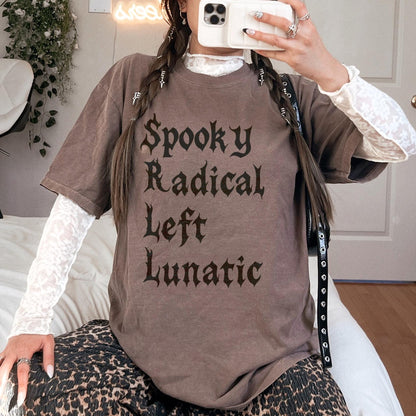 Spooky Radical Left Lunatic T-Shirt, Cute Halloween Unisex Tee, Funny Graphic Shirt, Trendy Fall Fashion Outfit, Unique Gift Idea