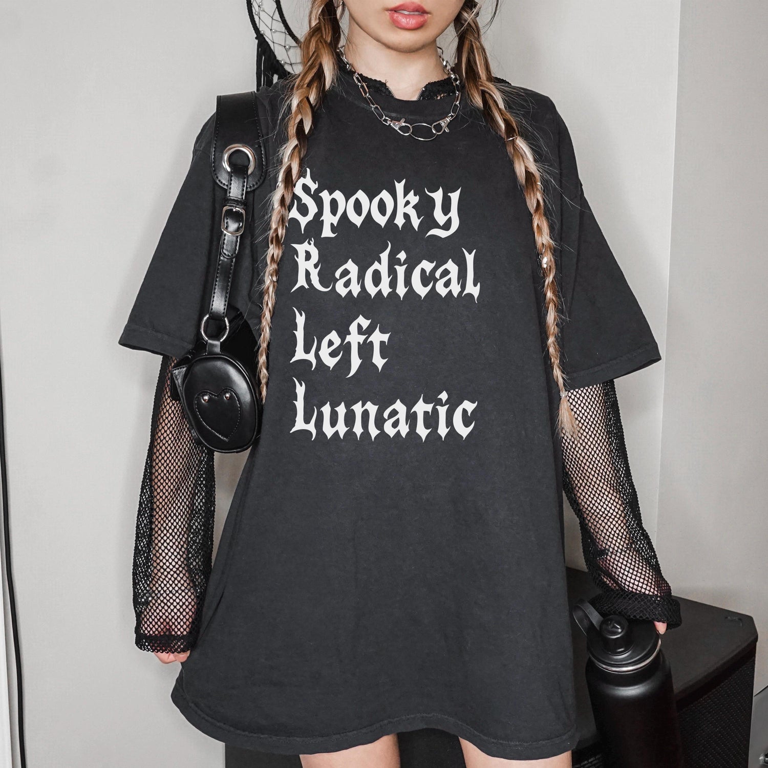 Spooky Radical Left Lunatic T-Shirt, Trendy Graphic Tee, Gothic Streetwear, Punk Style Top, Halloween Novelty Shirt