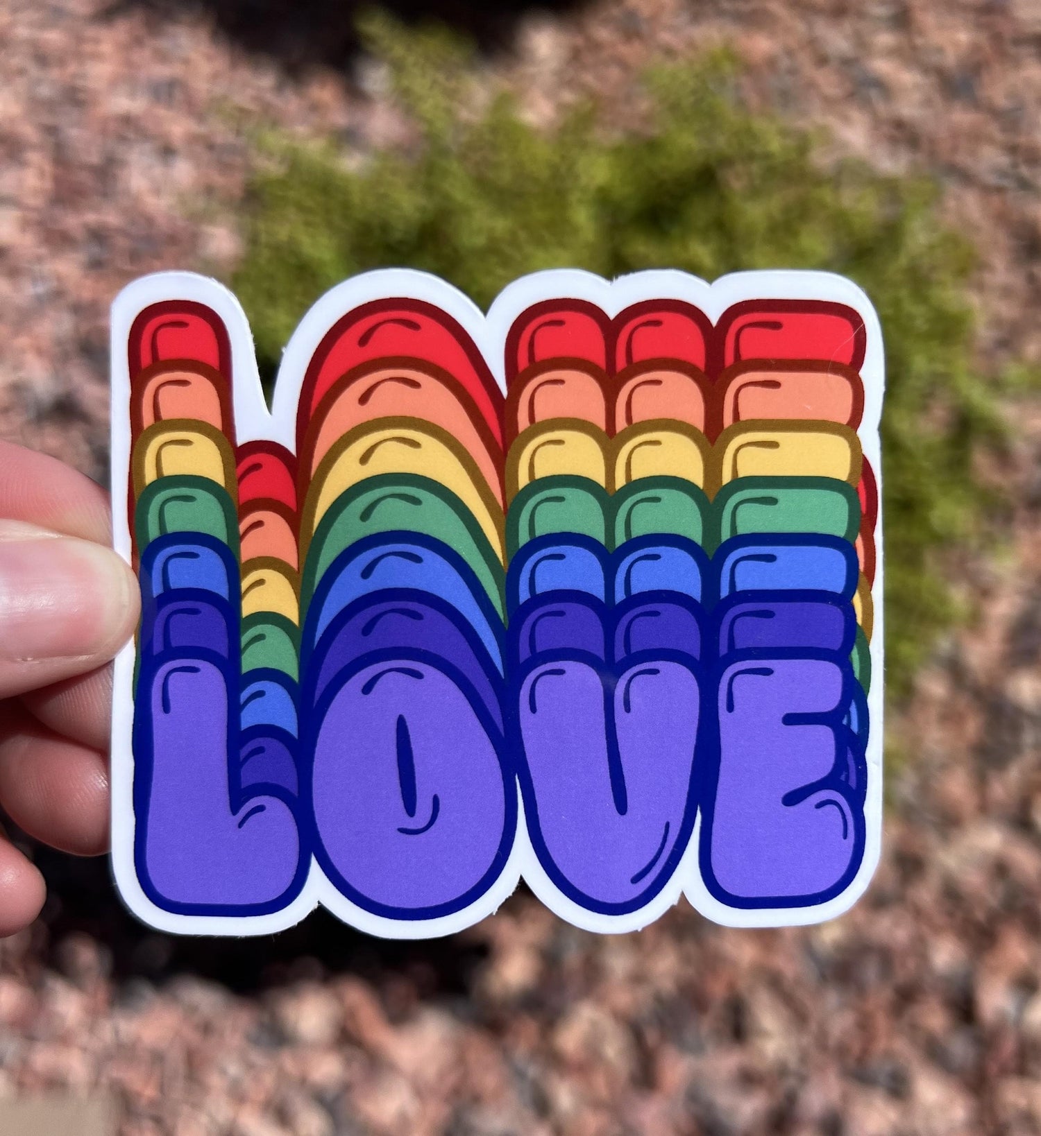 Rainbow LOVE Sticker: Retro Pride LGBTQ+ Vinyl Decal