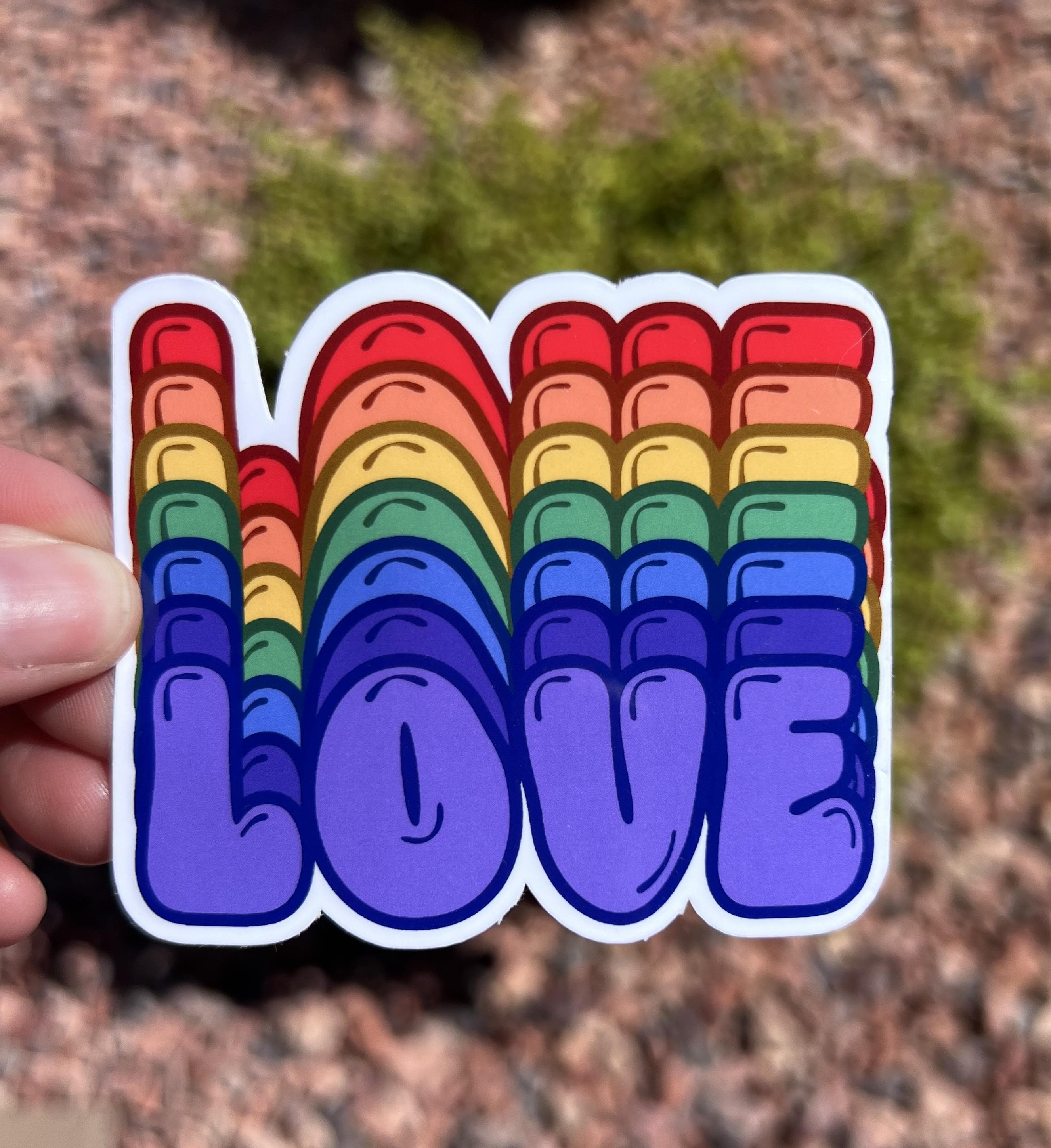 Rainbow LOVE Sticker: Retro Pride LGBTQ+ Vinyl Decal