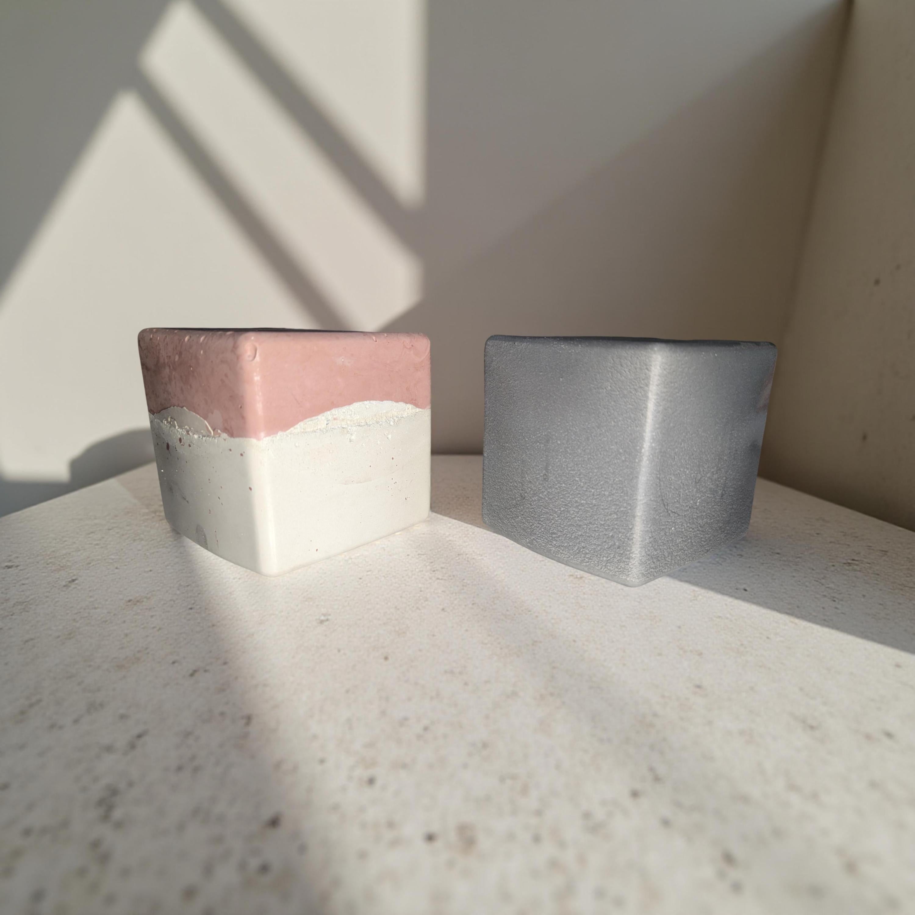 Minimalist Concrete Door Stop: Modern Cube Bookend, Industrial Decor