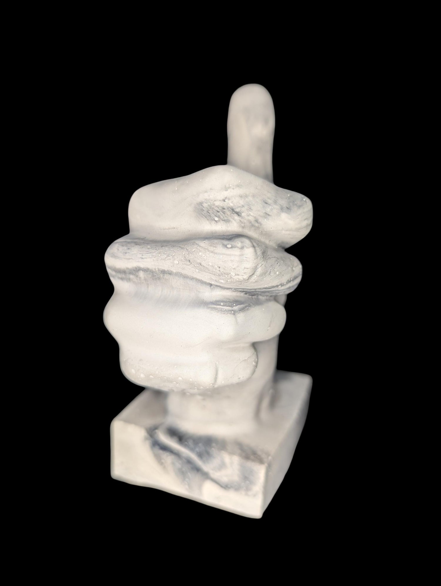 Marbled Concrete Thumbs Up Statue: Handcrafted Desk Decor